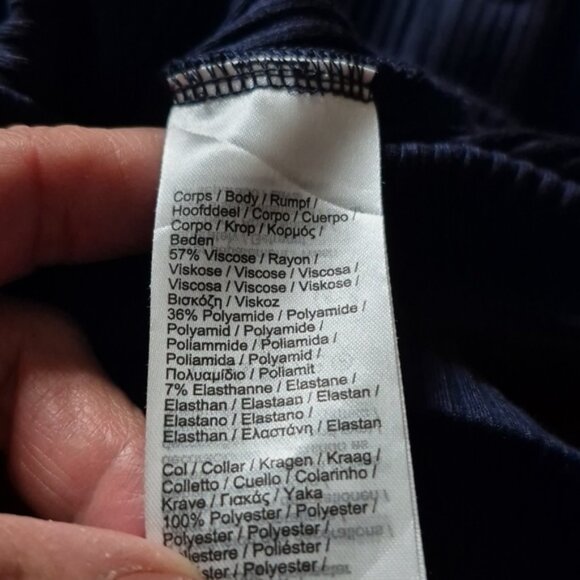 LACOSTE Navy Ribbed Polo Shirt with Green Flounced Trim SZ.32 - Picture 7 of 8